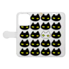 F2 Cat Design Shopの黒猫ボディーガード 001 Book-Style Smartphone Case:Opened (outside)