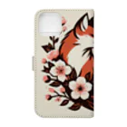 bigbamboofamilyの和×桜×狐(背景ありVer.) Book-Style Smartphone Case :back