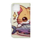 zuuu-の魚を前にドヤ顔にゃんこ☆ Book-Style Smartphone Case :back