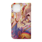 推しの美少女とアイドルのお祭りを楽しむ浴衣美少女 Book-Style Smartphone Case :back