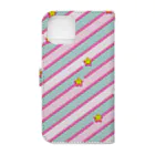 Ribbon-Heartの80年代風スター＆ストライプ柄アイテム Book-Style Smartphone Case :back