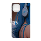 Relaxing Beatsの青い髪の少女 Book-Style Smartphone Case :back