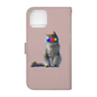 猫ICHIZO公式グッズのレインボー目線猫(ピンク) Book-Style Smartphone Case :back