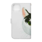 segasworksのねこさんのお顔（白黒ねこ） Book-Style Smartphone Case :back