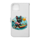 Surfing Dogの波乗りフレンチブルドッグ Book-Style Smartphone Case :back