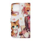 ウツボちゃんの大好きな猫に囲まれて Book-Style Smartphone Case :back