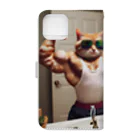 どさんこびより日和のマッスル猫 Book-Style Smartphone Case :back