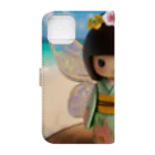 ぷぷオレンジの海の妖精こけしちゃん Book-Style Smartphone Case :back