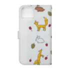 maru-marumochiの森の動物柄 Book-Style Smartphone Case :back