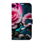 RetrowaveFlowerのRetrowaveFlower-寒椿- Book-Style Smartphone Case