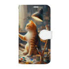 ニャーちゃんショップのネコを描くネコ Book-Style Smartphone Case