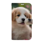 ぱむぱむのかわいい仔犬のグッズ 手帳型スマホケース