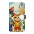 【volleyball online】の猫好きのみなさん必見！愛らしい猫のバレーボールグッズ Book-Style Smartphone Case