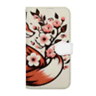 bigbamboofamilyの和×桜×狐(背景ありVer.) 手帳型スマホケース