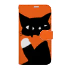 wiCaのストアのかみかみする黒猫スマホケース Book-Style Smartphone Case