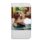 mitsu0123456の可愛い卓球犬 Book-Style Smartphone Case