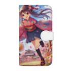 推しの美少女とアイドルの桜の中を犬と走る女の子 Book-Style Smartphone Case