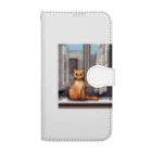 ドット絵ねこさんの窓前お座り猫さん Book-Style Smartphone Case