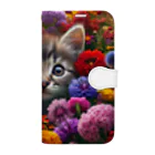 IloveCatの子猫と色とりどりの花畑 Book-Style Smartphone Case