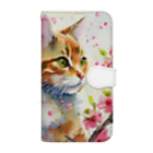 nerucotoの桜と猫 Book-Style Smartphone Case