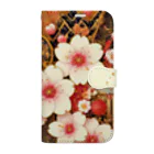 ◥(M)◤の和柄×桜×一松柄 Book-Style Smartphone Case