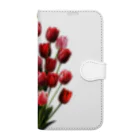 24_Redpink  visual calendarのチューリップ 22 Tulips 手帳型スマホケース