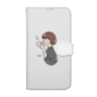 Sakikoのほっとひと息つく女の子　グレー Book-Style Smartphone Case