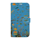 人魚堂の宝石を眺める人魚の手帳型スマホケース(水色) Notebook phone case of a mermaid gazing at jewels  (light blue)  手帳型スマホケース