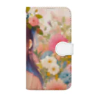 ピクセルパレットの可愛い女の子とお花10 Book-Style Smartphone Case