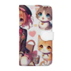 ウツボちゃんの大好きな猫に囲まれて Book-Style Smartphone Case