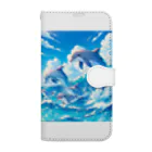 snow-birdの海で遊ぶイルカたちの楽しい風景 Book-Style Smartphone Case