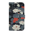 奏桃服店のTranquil Lotus Pond Pattern Book-Style Smartphone Case