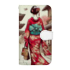 yuchijapanの京都を歩く着物美人イラスト Book-Style Smartphone Case