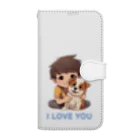 AwagoModeのI LOVE YOU(Dog&Boy) (39) 手帳型スマホケース