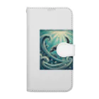 海の幸のウミガメと水流 Book-Style Smartphone Case