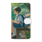 可愛い男の子イラスト販売所　By,keicyanの男の子　中学1年生　果樹園での1コマ Book-Style Smartphone Case