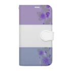 Starmine storeの【caracal】purple and gray flowers 手帳型スマホケース