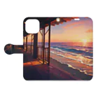 卯月なのかのTwilight Countryside Journey  〜黄昏に包まれる故郷の旅〜　No.4「無人駅のお出迎え」 Book-Style Smartphone Case:Opened (outside)