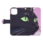 73GTCのかっこいい黒猫3 Book-Style Smartphone Case:Opened (outside)