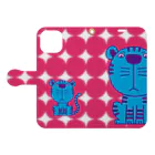 ねこじゃらしのカラフルな猫科動物 -colorful felines- Book-Style Smartphone Case:Opened (outside)