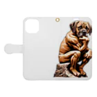 Urban A24の【Thinks】考える犬 Thinking Dog Book-Style Smartphone Case:Opened (outside)