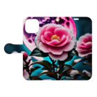 RetrowaveFlowerのRetrowaveFlower-寒椿- Book-Style Smartphone Case:Opened (outside)