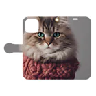 てくのちゃんのサンタを信じてる猫　ロゴなし Book-Style Smartphone Case:Opened (outside)