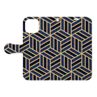 Musashi和柄Shop 【Japanese pattern】の亀甲網代手帳型スマホケース Book-Style Smartphone Case:Opened (outside)