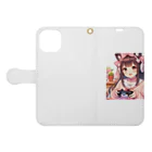 luckyTigerのゲーム女子 Book-Style Smartphone Case:Opened (outside)