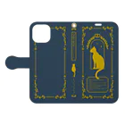 ほうせきやさんのおネコ様経典風スマホケース【青】 Book-Style Smartphone Case:Opened (outside)