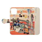 浮世絵ショップ のどぐろ　UKIYOE SHOP NODOGUROの子供あそび　床かざり/ Children's play floor decoration  手帳型スマホケースを開いた場合(外側)