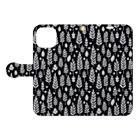 akn_suzuriの黒の北欧柄デザイン Book-Style Smartphone Case:Opened (outside)