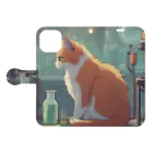 oekakishopの研究する猫 Book-Style Smartphone Case:Opened (outside)