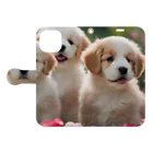 ぱむぱむのかわいい仔犬のグッズ Book-Style Smartphone Case:Opened (outside)